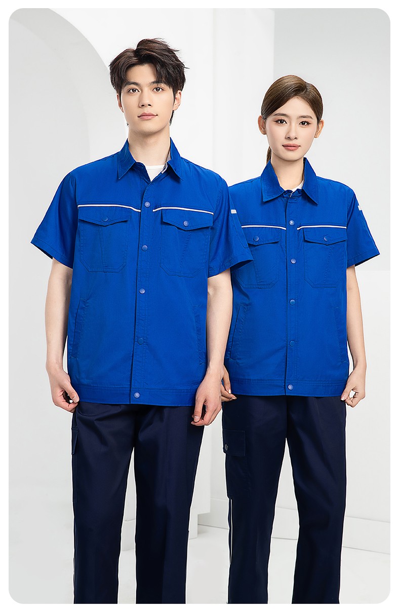 DM241X 海源夏季長(zhǎng)袖薄款工作服套裝反光條紐扣套裝耐磨機(jī)修勞保工裝定制(圖13)