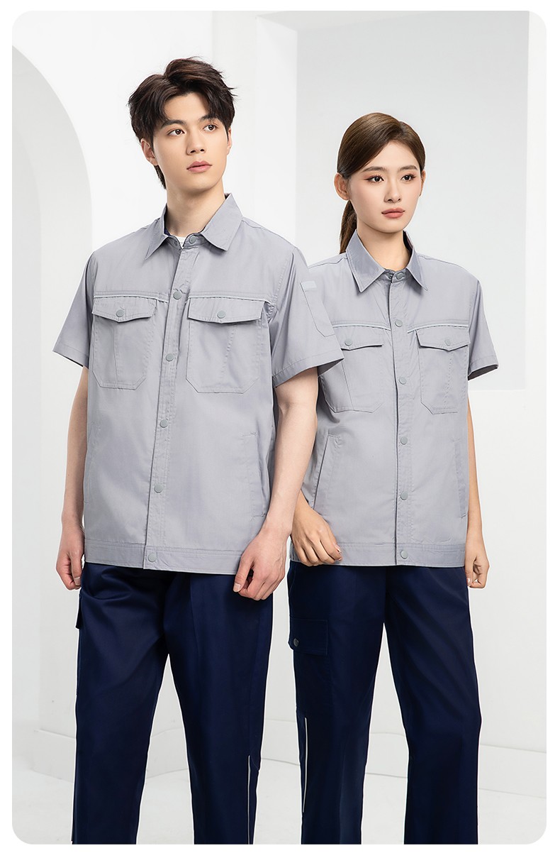 DM241X 海源夏季長(zhǎng)袖薄款工作服套裝反光條紐扣套裝耐磨機(jī)修勞保工裝定制(圖15)
