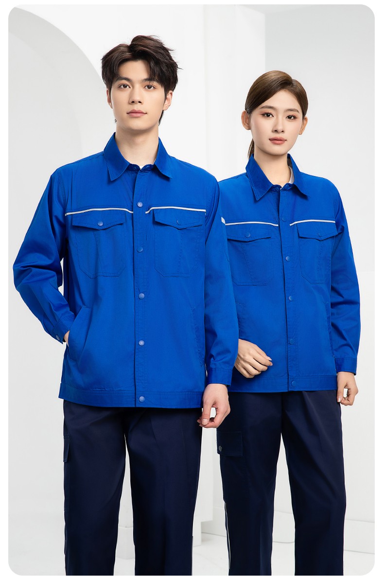 DM241X 海源夏季長(zhǎng)袖薄款工作服套裝反光條紐扣套裝耐磨機(jī)修勞保工裝定制(圖17)