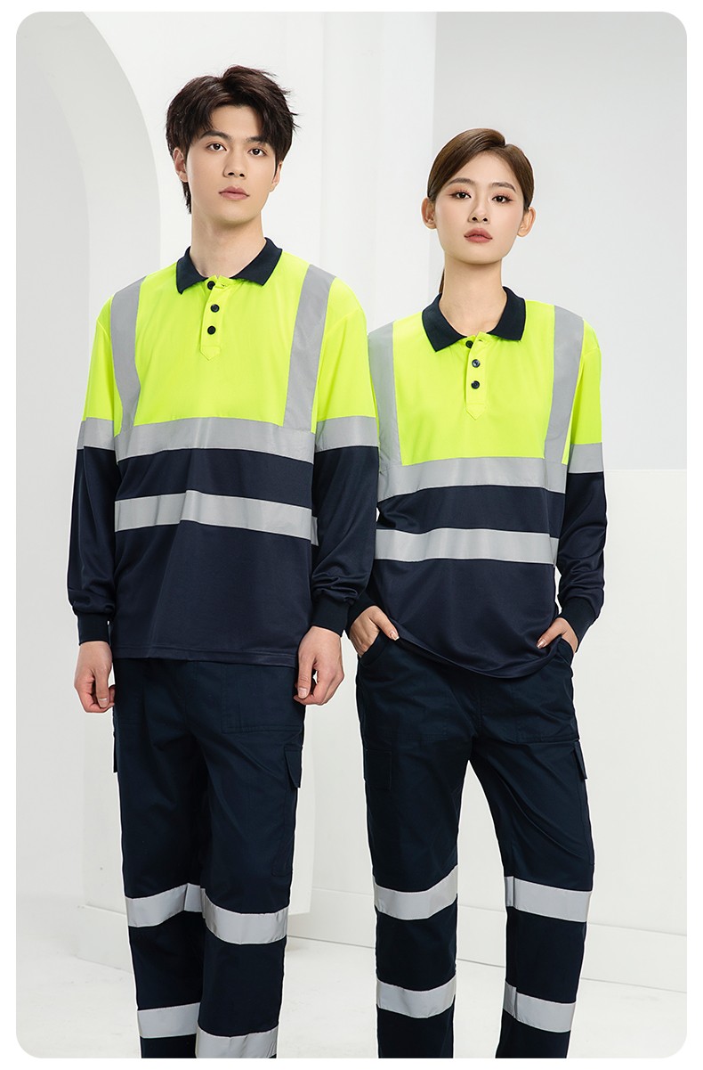 SG2119X 夏季速干長(zhǎng)袖工服反光條薄款透氣POLO文化衫車間機(jī)修工裝(圖14)