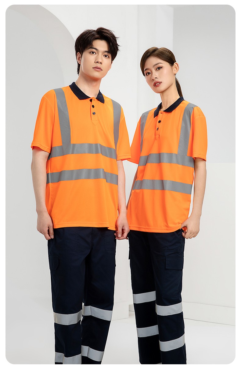 SG2120X 翻領速干反光polo男戶外環衛道路施工環衛安全建筑勞保反光工作服(圖22)