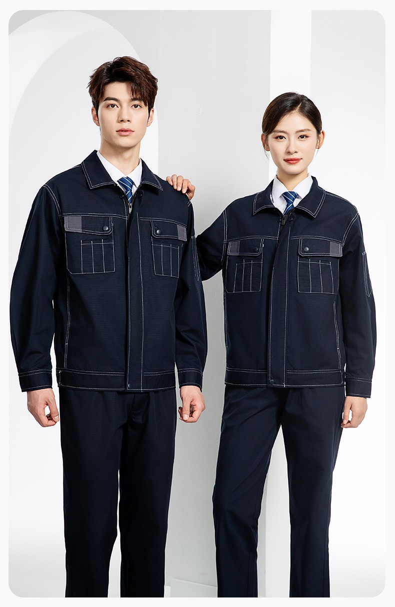 YJ-5603 春秋款防撕裂長袖工作服套裝印logo定制電焊機修男加厚耐磨勞保服(圖14)