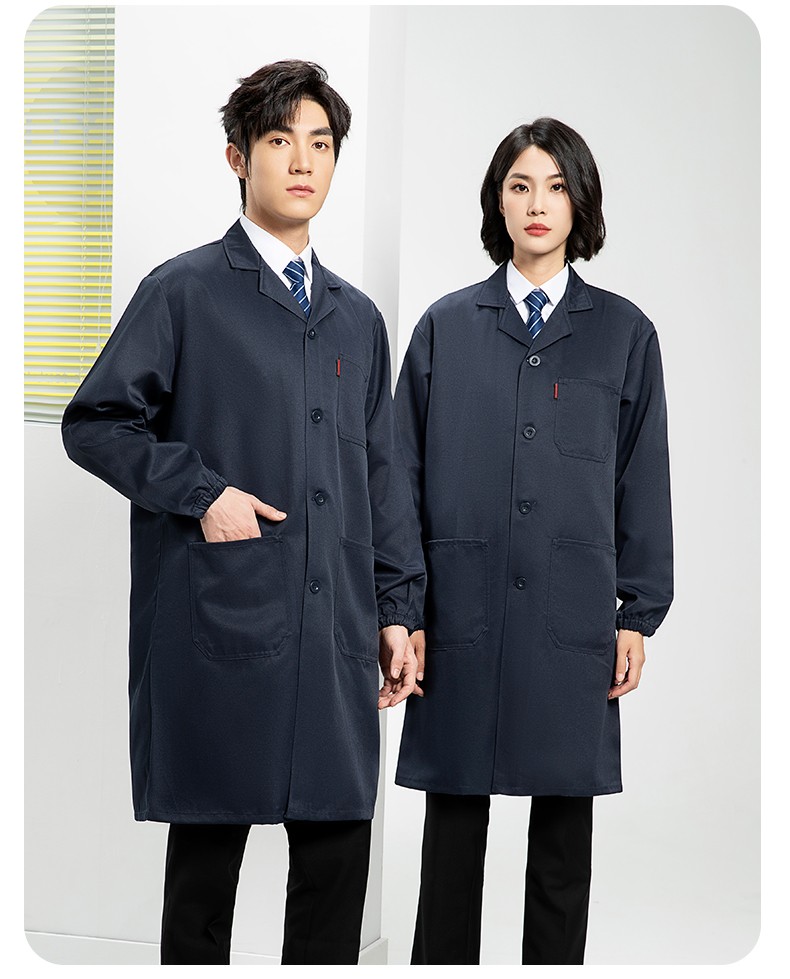 YJ-2301 純色大褂長袖工作服純色電子廠男女防塵食品廠大褂定制(圖15)