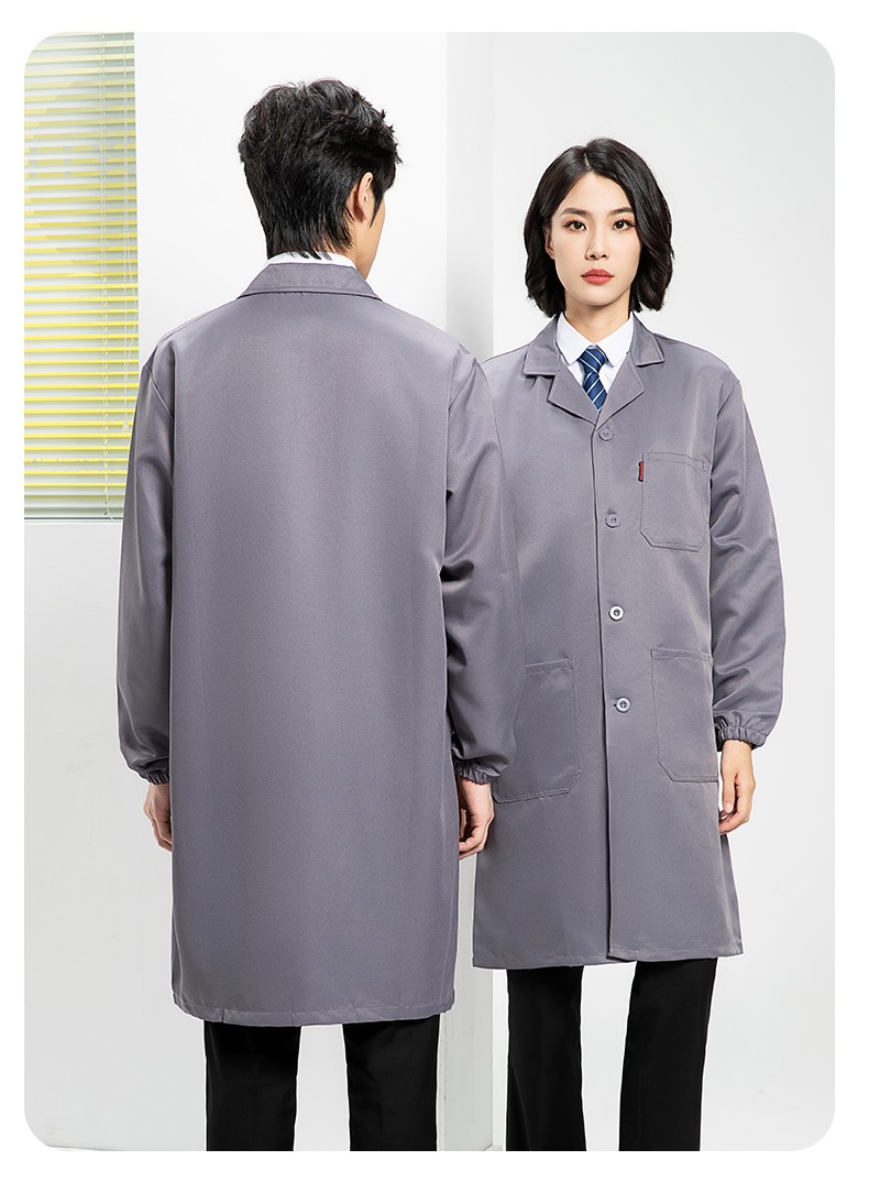YJ-2301 純色大褂長袖工作服純色電子廠男女防塵食品廠大褂定制(圖23)